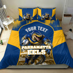 Personalised Parramatta Eels Mascot Rugby Bedding Set Parramatta Cityscape Athletic Graphic Print