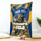 Personalised Parramatta Eels Mascot Rugby Blanket Parramatta Cityscape Athletic Graphic Print