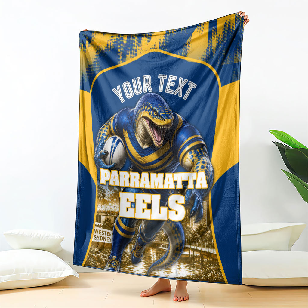 Personalised Parramatta Eels Mascot Rugby Blanket Parramatta Cityscape Athletic Graphic Print