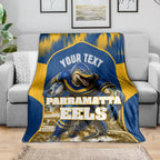 Personalised Parramatta Eels Mascot Rugby Blanket Parramatta Cityscape Athletic Graphic Print