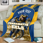 Personalised Parramatta Eels Mascot Rugby Blanket Parramatta Cityscape Athletic Graphic Print