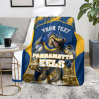 Personalised Parramatta Eels Mascot Rugby Blanket Parramatta Cityscape Athletic Graphic Print