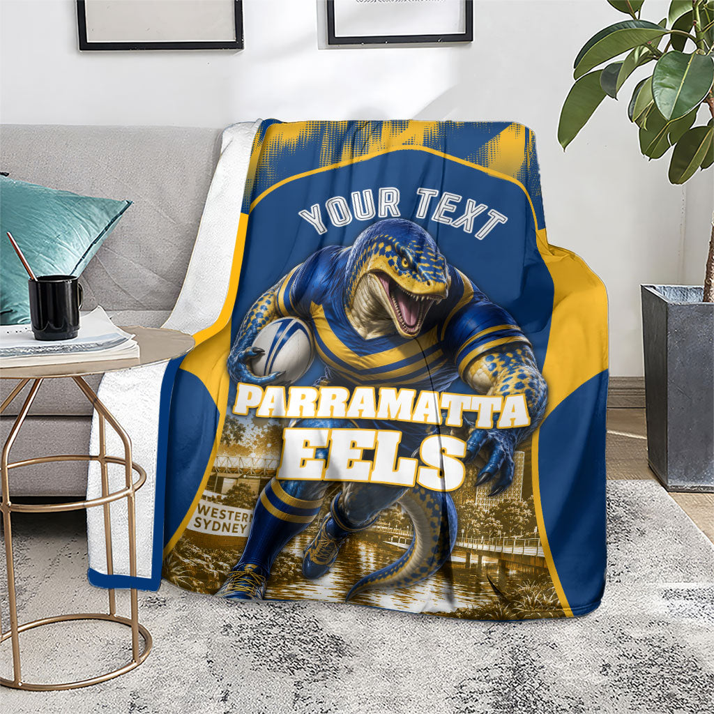 Personalised Parramatta Eels Mascot Rugby Blanket Parramatta Cityscape Athletic Graphic Print