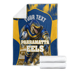 Personalised Parramatta Eels Mascot Rugby Blanket Parramatta Cityscape Athletic Graphic Print