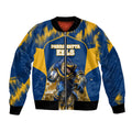 Personalised Parramatta Eels Mascot Rugby Bomber Jacket Parramatta Cityscape Athletic Graphic Print