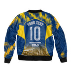 Personalised Parramatta Eels Mascot Rugby Bomber Jacket Parramatta Cityscape Athletic Graphic Print