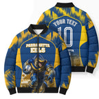 Personalised Parramatta Eels Mascot Rugby Bomber Puffer Jacket Parramatta Cityscape Athletic Graphic Print