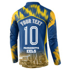 Personalised Parramatta Eels Mascot Rugby Button Sweatshirt Parramatta Cityscape Athletic Graphic Print