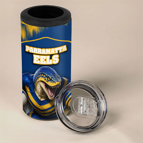 Personalised Parramatta Eels Mascot Rugby 4 in 1 Can Cooler Tumbler Parramatta Cityscape Athletic Graphic Print