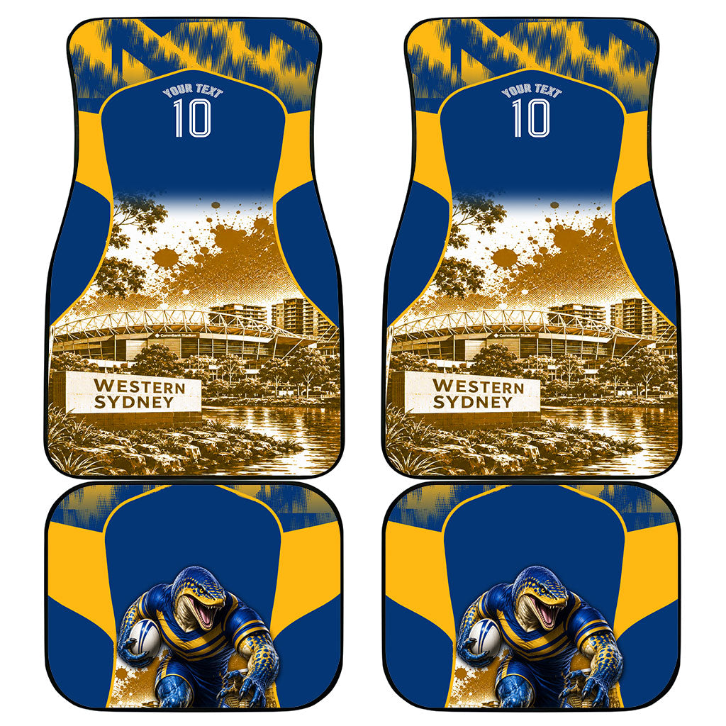 Personalised Parramatta Eels Mascot Rugby Car Mats Parramatta Cityscape Athletic Graphic Print