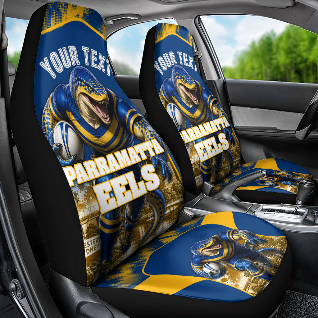 Personalised Parramatta Eels Mascot Rugby Car Seat Cover Parramatta Cityscape Athletic Graphic Print