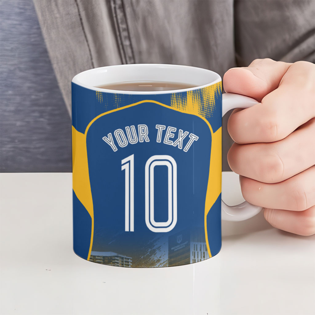 Personalised Parramatta Eels Mascot Rugby Ceramic Mug Parramatta Cityscape Athletic Graphic Print