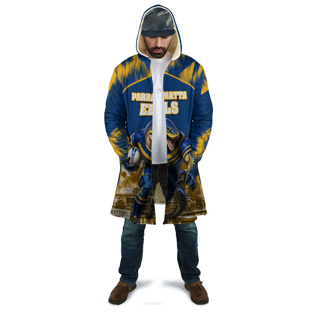 Personalised Parramatta Eels Mascot Rugby Cloak Parramatta Cityscape Athletic Graphic Print