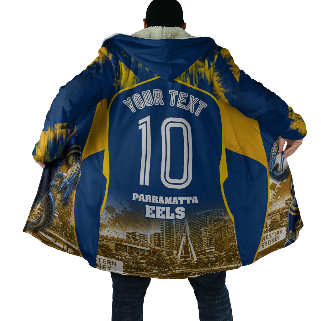 Personalised Parramatta Eels Mascot Rugby Cloak Parramatta Cityscape Athletic Graphic Print