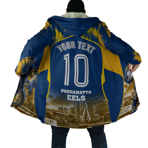Personalised Parramatta Eels Mascot Rugby Cloak Parramatta Cityscape Athletic Graphic Print
