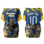 Personalised Parramatta Eels Mascot Rugby Couples Matching Off Shoulder Short Dress and Hawaiian Shirt Parramatta Cityscape Athletic Graphic Print