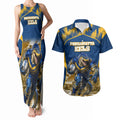 Personalised Parramatta Eels Mascot Rugby Couples Matching Tank Maxi Dress and Hawaiian Shirt Parramatta Cityscape Athletic Graphic Print