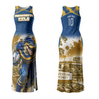 Personalised Parramatta Eels Mascot Rugby Couples Matching Tank Maxi Dress and Long Sleeve Button Shirt Parramatta Cityscape Athletic Graphic Print