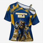 Personalised Parramatta Eels Mascot Rugby Cross Shoulder Shirt Parramatta Cityscape Athletic Graphic Print