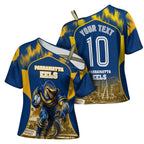 Personalised Parramatta Eels Mascot Rugby Cross Shoulder Shirt Parramatta Cityscape Athletic Graphic Print