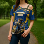 Personalised Parramatta Eels Mascot Rugby Cross Shoulder Shirt Parramatta Cityscape Athletic Graphic Print