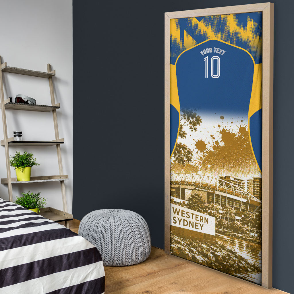 Personalised Parramatta Eels Mascot Rugby Door Cover Parramatta Cityscape Athletic Graphic Print