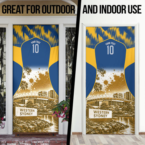 Personalised Parramatta Eels Mascot Rugby Door Cover Parramatta Cityscape Athletic Graphic Print