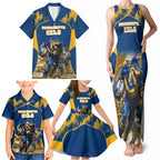Personalised Parramatta Eels Mascot Rugby Family Matching Tank Maxi Dress and Hawaiian Shirt Parramatta Cityscape Athletic Graphic Print