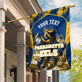 Personalised Parramatta Eels Mascot Rugby Garden Flag Parramatta Cityscape Athletic Graphic Print