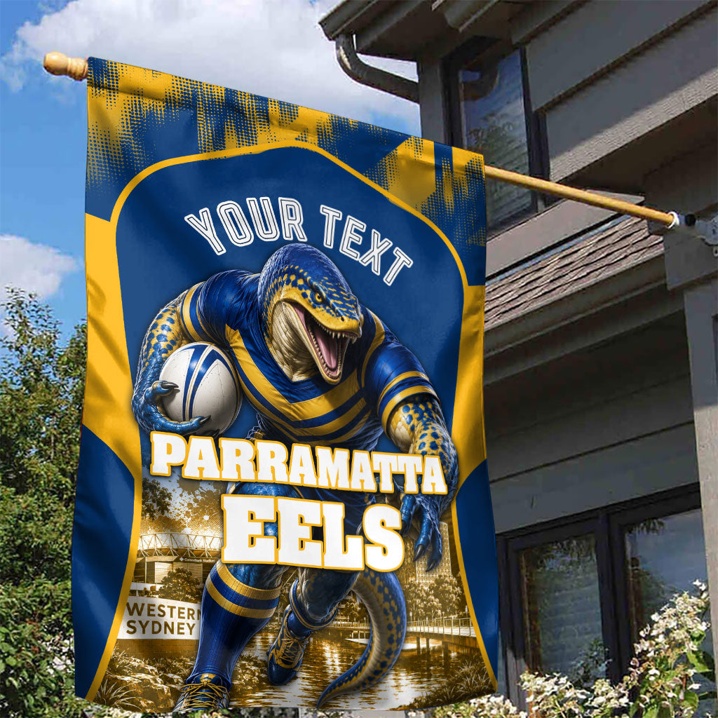 Personalised Parramatta Eels Mascot Rugby Garden Flag Parramatta Cityscape Athletic Graphic Print