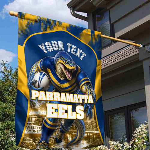 Personalised Parramatta Eels Mascot Rugby Garden Flag Parramatta Cityscape Athletic Graphic Print