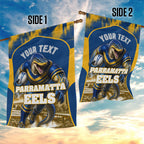 Personalised Parramatta Eels Mascot Rugby Garden Flag Parramatta Cityscape Athletic Graphic Print