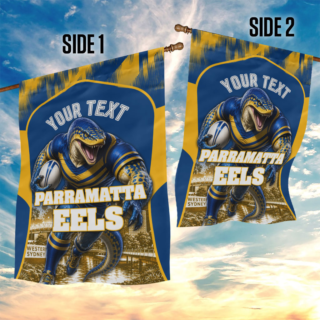 Personalised Parramatta Eels Mascot Rugby Garden Flag Parramatta Cityscape Athletic Graphic Print