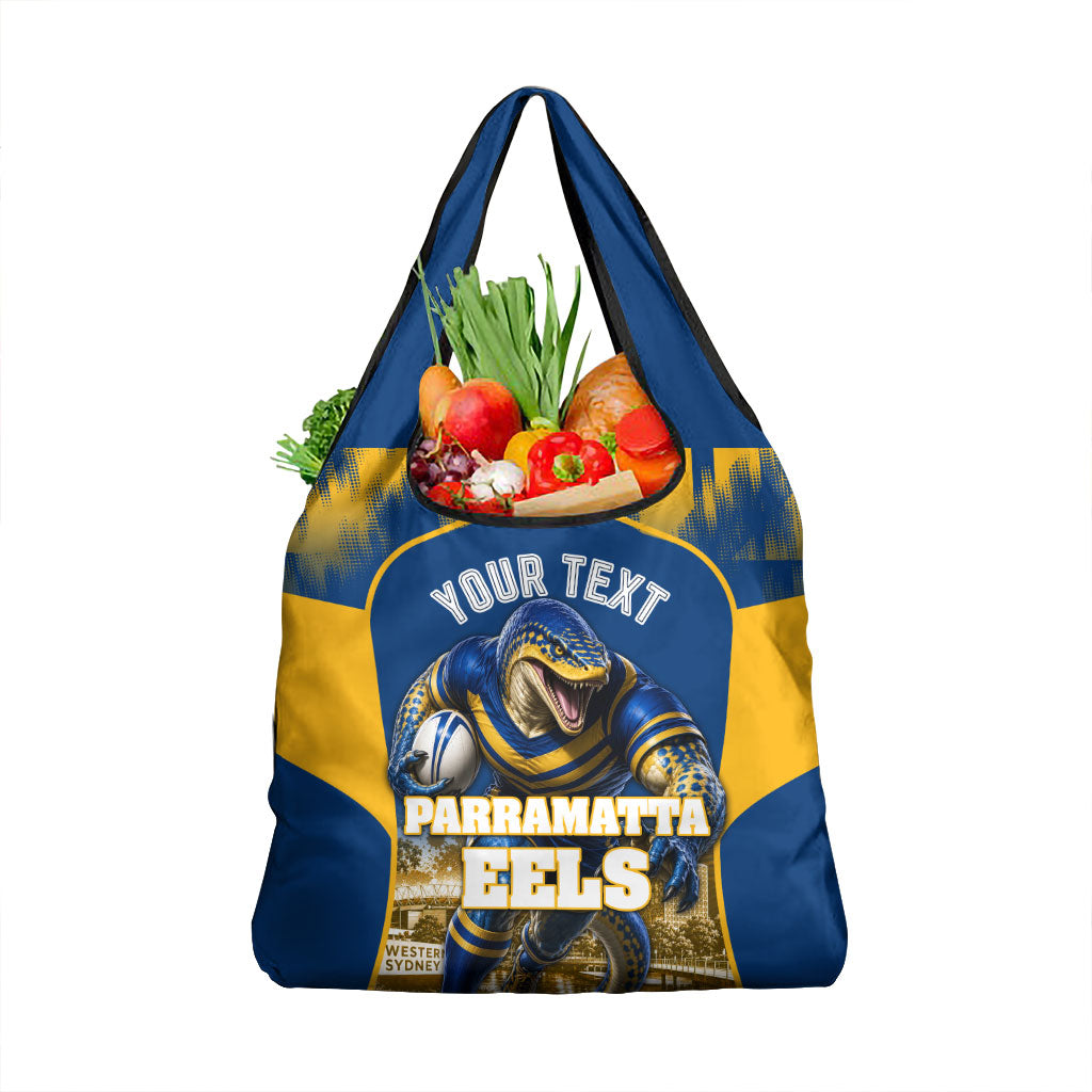 Personalised Parramatta Eels Mascot Rugby Grocery Bag Parramatta Cityscape Athletic Graphic Print
