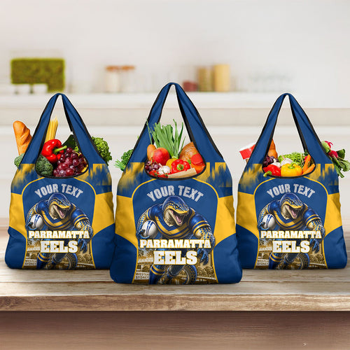 Personalised Parramatta Eels Mascot Rugby Grocery Bag Parramatta Cityscape Athletic Graphic Print