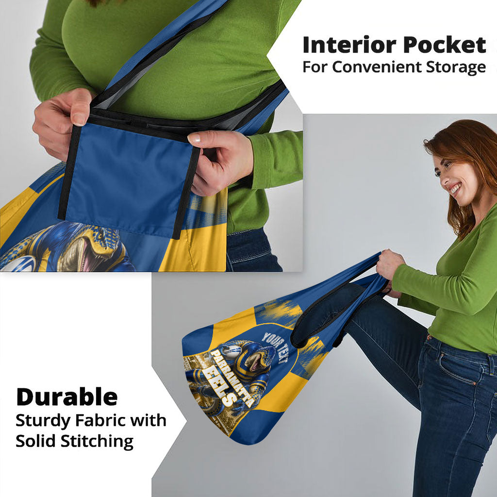 Personalised Parramatta Eels Mascot Rugby Grocery Bag Parramatta Cityscape Athletic Graphic Print