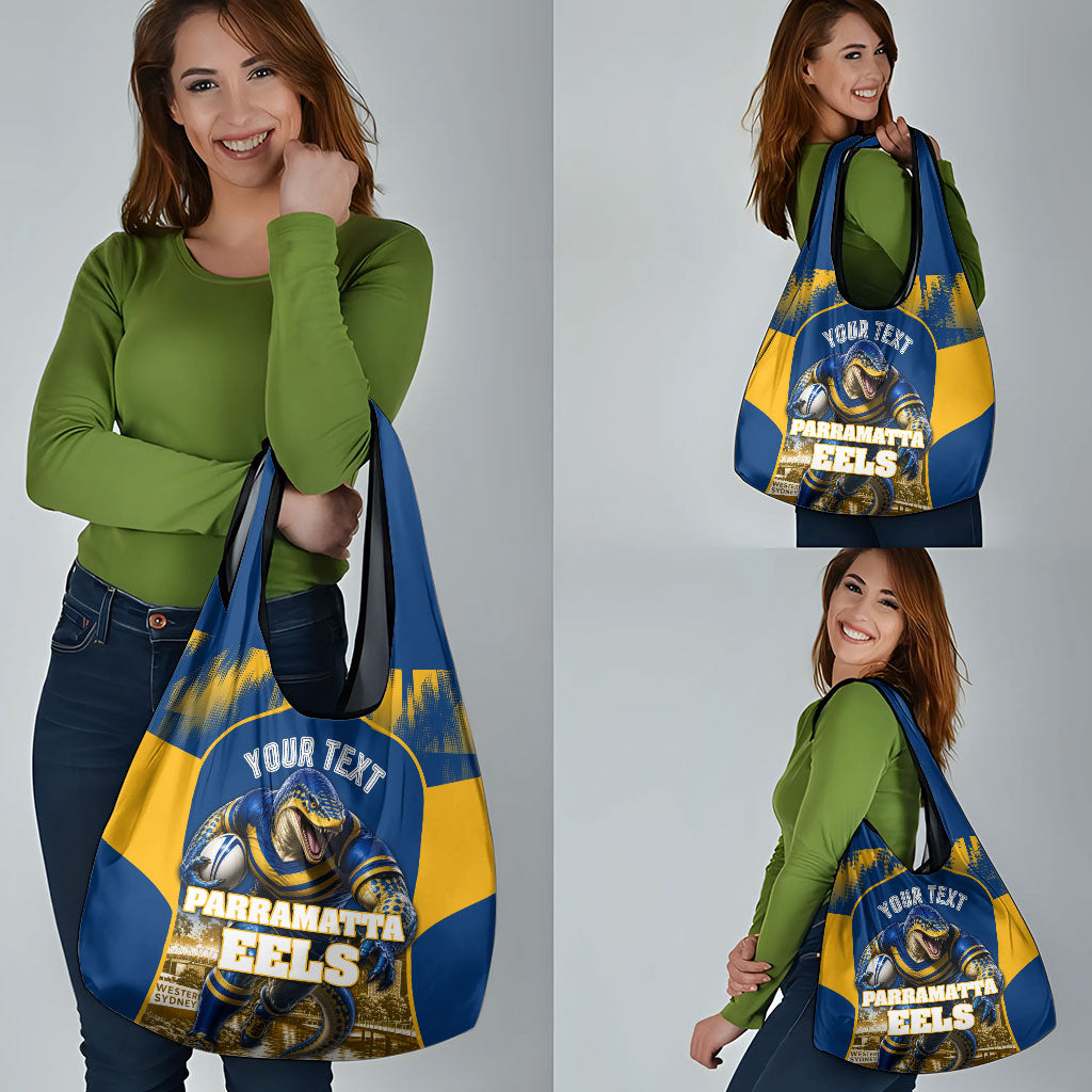 Personalised Parramatta Eels Mascot Rugby Grocery Bag Parramatta Cityscape Athletic Graphic Print