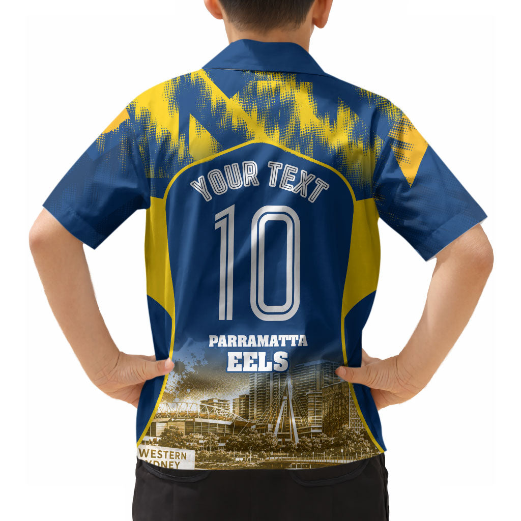 Personalised Parramatta Eels Mascot Rugby Hawaiian Shirt Parramatta Cityscape Athletic Graphic Print