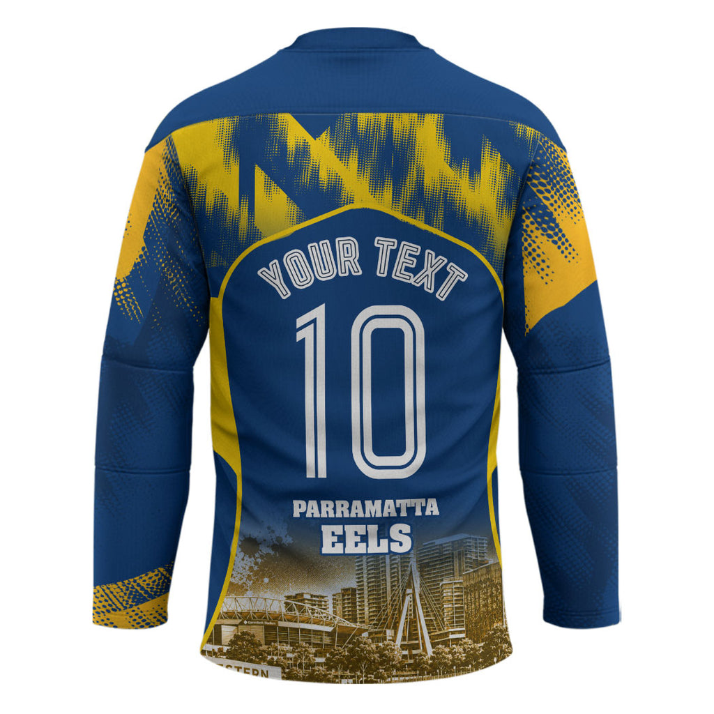 Personalised Parramatta Eels Mascot Rugby Hockey Jersey Parramatta Cityscape Athletic Graphic Print