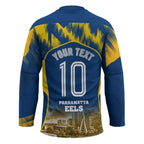 Personalised Parramatta Eels Mascot Rugby Hockey Jersey Parramatta Cityscape Athletic Graphic Print