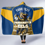 Personalised Parramatta Eels Mascot Rugby Hooded Blanket Parramatta Cityscape Athletic Graphic Print