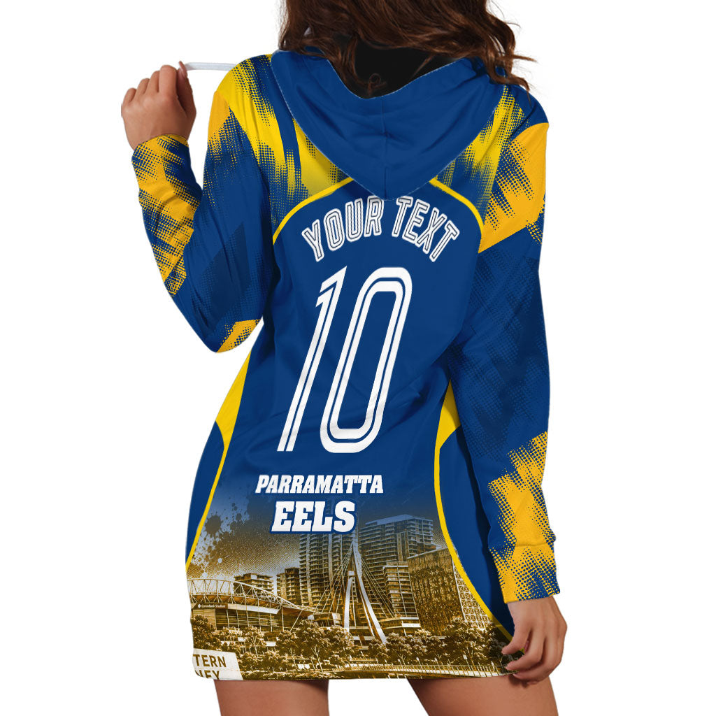 Personalised Parramatta Eels Mascot Rugby Hoodie Dress Parramatta Cityscape Athletic Graphic Print