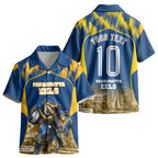 Personalised Parramatta Eels Mascot Rugby Kid Hawaiian Shirt Parramatta Cityscape Athletic Graphic Print