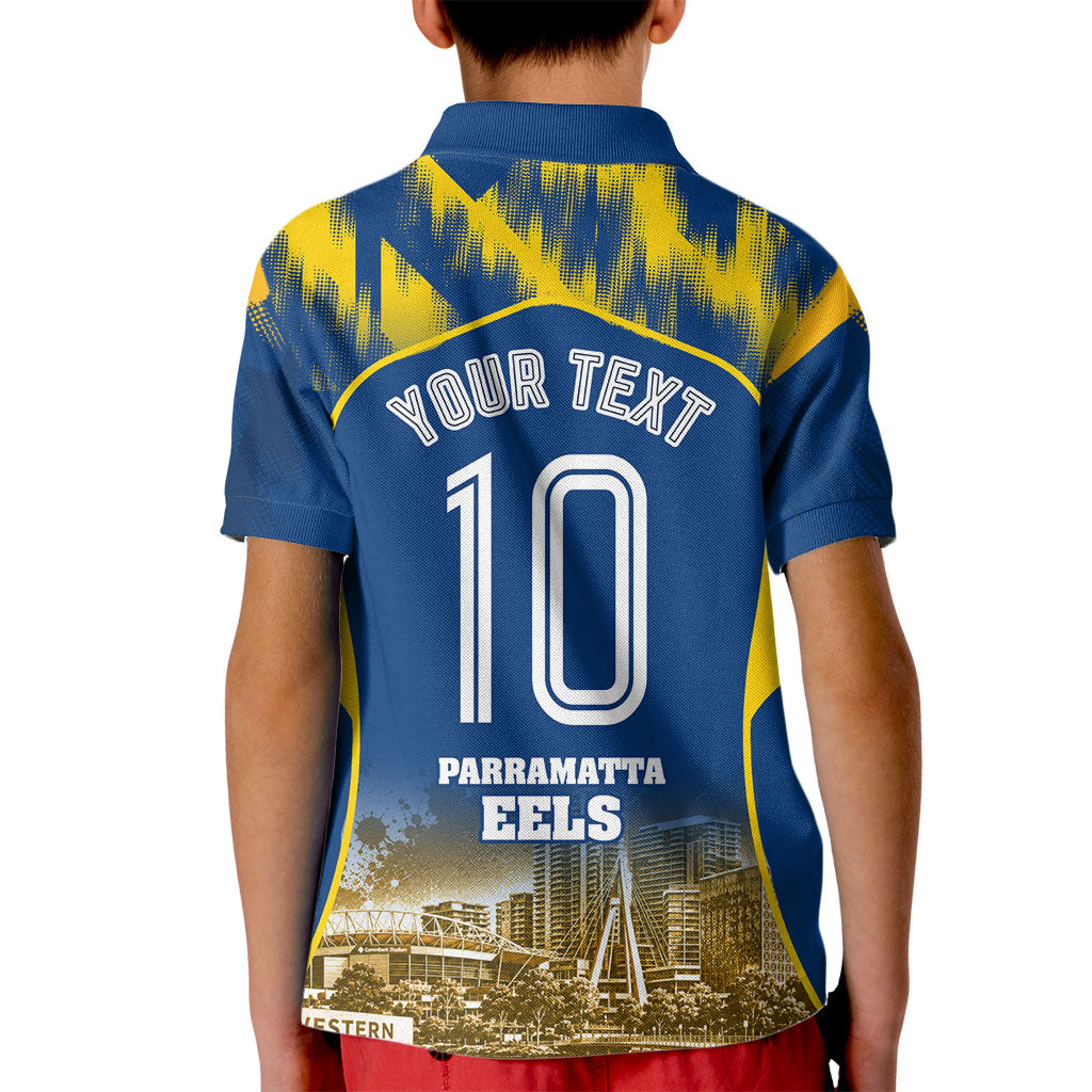 Personalised Parramatta Eels Mascot Rugby Kid Polo Shirt Parramatta Cityscape Athletic Graphic Print