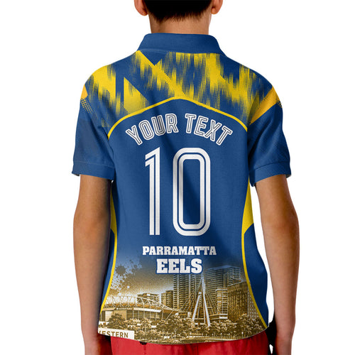 Personalised Parramatta Eels Mascot Rugby Kid Polo Shirt Parramatta Cityscape Athletic Graphic Print