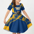 Personalised Parramatta Eels Mascot Rugby Kid Short Sleeve Dress Parramatta Cityscape Athletic Graphic Print