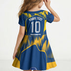 Personalised Parramatta Eels Mascot Rugby Kid Short Sleeve Dress Parramatta Cityscape Athletic Graphic Print
