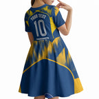 Personalised Parramatta Eels Mascot Rugby Kid Short Sleeve Dress Parramatta Cityscape Athletic Graphic Print