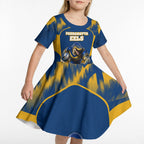 Personalised Parramatta Eels Mascot Rugby Kid Short Sleeve Dress Parramatta Cityscape Athletic Graphic Print