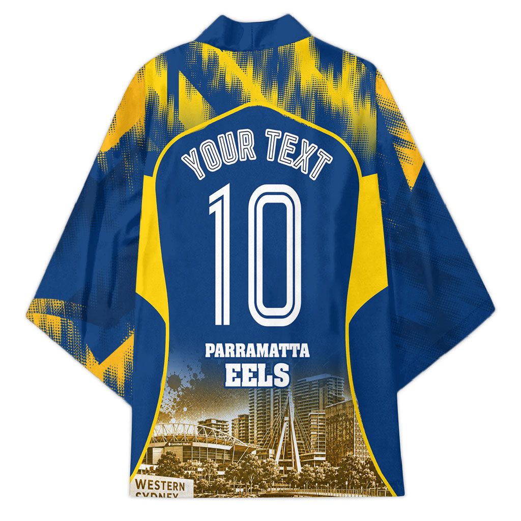 Personalised Parramatta Eels Mascot Rugby Kimono Parramatta Cityscape Athletic Graphic Print